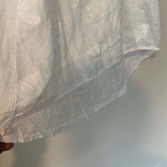 Terzo Millennio White Embroidered Linen Tunic Top L (new) - Picture 3 of 7
